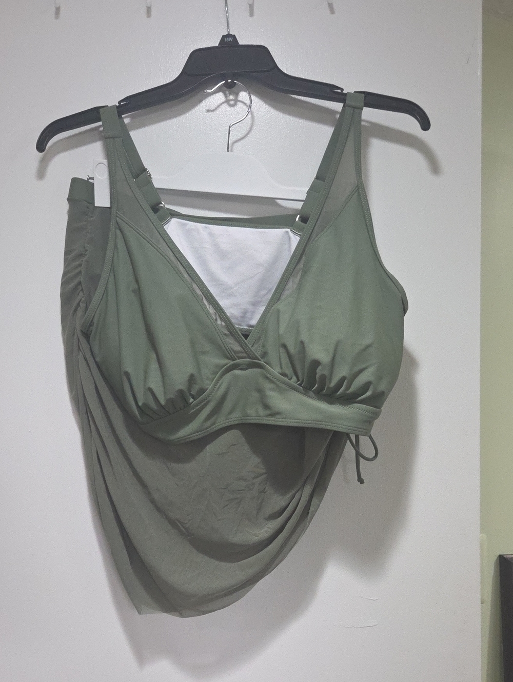 Women's Olive Green Tankini Swim Set, Wirh Overskirt Attached!